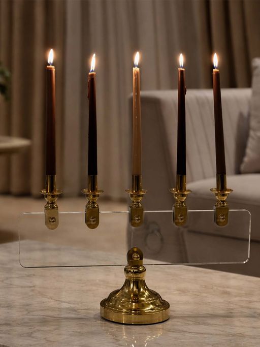 Aarvi Decor Gold Opaluxe 5-Arm Metal & Glass Candle Holder