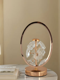 Aarvi Decor - Gold Crystal & Metal Decorative Floral Oval Led Lamp