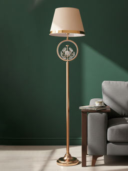 Aarvi Decor - Beige Crystal & Metal Decorative Bloom Floor Lamp