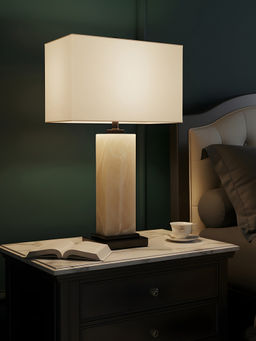 Aarvi Decor - White Onyx Decorative Column Table Lamp