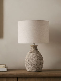 Aarvi Decor - Beige Terra Cotta Decorative Artisan Stone Luxe Table Lamp