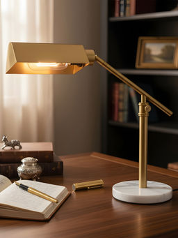 Aarvi Decor - Gold Metal Decorative Apex Desk Lamp