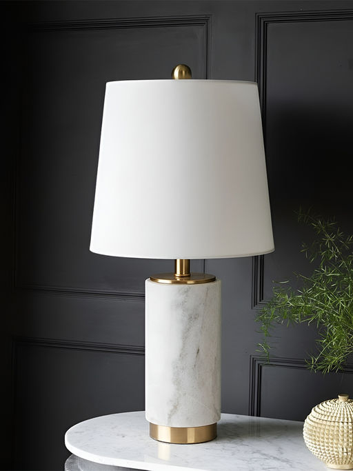 Aarvi Decor White Marble Decorative Luxe Lamp