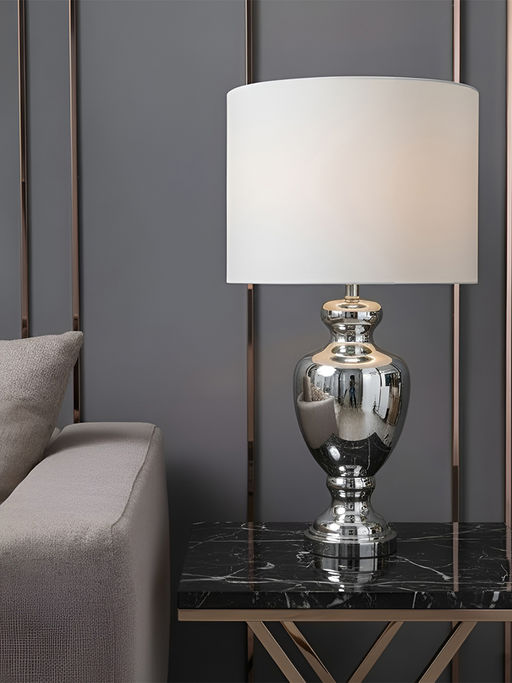 Aarvi Decor Silver Glass Decorative Majestic Aurora Table Lamp