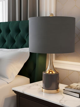 Aarvi Decor - Grey Glass Decorative Noir Royale Table Lamp