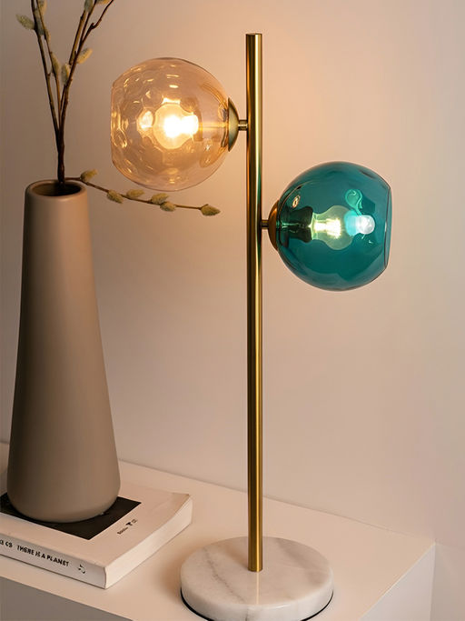 Aarvi Decor Multi-Color Glass Decorative Aurora Duo Globe Lamp