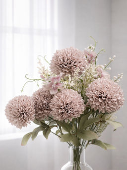 Aarvi Decor - Mauve Chrysanthemums Silk Bunch Single Stem Flower