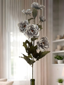 Aarvi Decor - Gray Peony Silk Stem Single Stem Flower