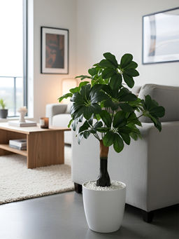 Aarvi Decor - Green Artificial Umbrella Plant With Base Big Size For Home Decor Without Pot