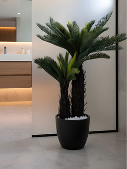 Aarvi Decor - Green Double Cycas Palm Artificial Plant Big Size For Home Decor Without Pot