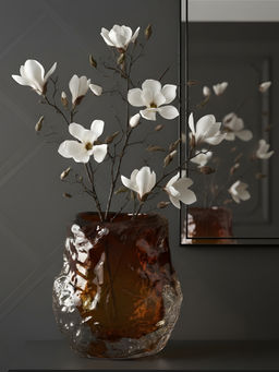 Aarvi Decor - Amber Ice Transparent Orange Glass Vase