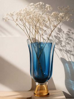 Aarvi Decor - Ocean Horizon Blue Transparent Glass Vase