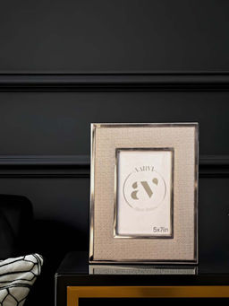 Aarvi Decor - Grey Faux Leather Opulent Aura Tabletop Decorative Photo Frame
