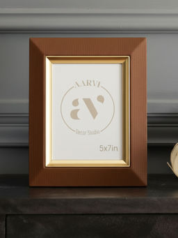 Aarvi Decor - Faux Leather Tabletop Decorative Photo Frame For Home Brown 5 X 7 Inches