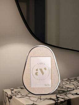 Aarvi Decor - Urban Faux Leather Tabletop Decorative Photo Frame For Home Cream 5 X 7 Inches