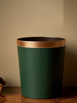 Aarvi Decor - Faux Leather Luxe Dustbin Trash Bin For Living Room Bedroom & Office Green
