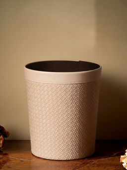 Aarvi Decor - Faux Leather Elegant Dustbin Trash Bin For Living Room Bedroom & Office Beige