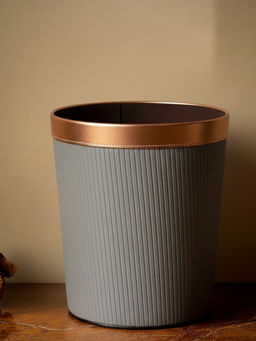 Aarvi Decor - Faux Leather Luxe Dustbin Trash Bin For Living Room Bedroom & Office Grey