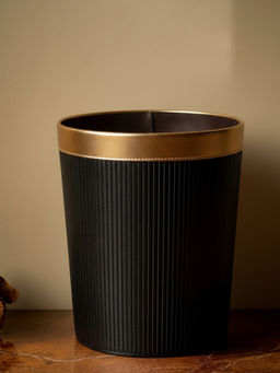 Aarvi Decor - Faux Leather Elegant Chic Dustbin Trash Bin For Living Room Bedroom & Office Black