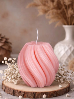 Aarvi Decor - Pink Rose Scented Twisted Big Candle