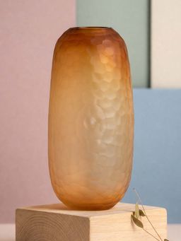 Aarvi Decor - Gold Amber Glow Transparent Glass Vase