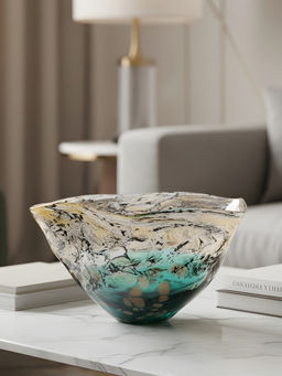 Aarvi Decor - Multi-Color Veil Bowl Textured Glass Flower Vase