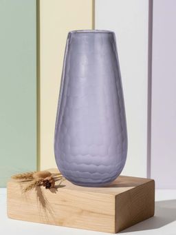 Aarvi Decor - Quartz Grey Honey-Comb Textured Glass Flower Vase