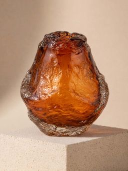 Aarvi Decor - Orange Amber Lava Transparent Glass Vase