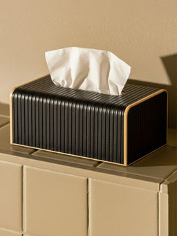 Aarvi Decor - Black Premium Faux Leather Tissue Holder