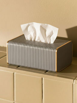 Aarvi Decor - Grey Premium Faux Leather Tissue Holder