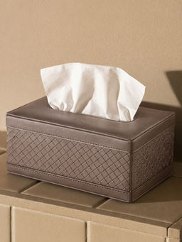 Aarvi Decor - Brown Faux Leather Tissue Holder