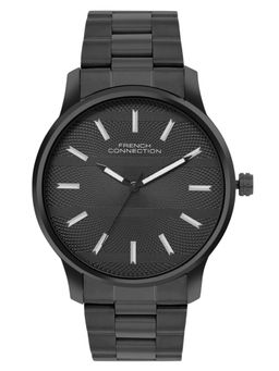 French Connection - Men Black Round Stainless Steel Analog Watch-FCN091BM (M)