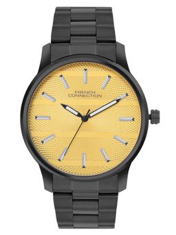 French Connection - Men Mustard Round Stainless Steel Analog Watch-FCN091YBM (M)