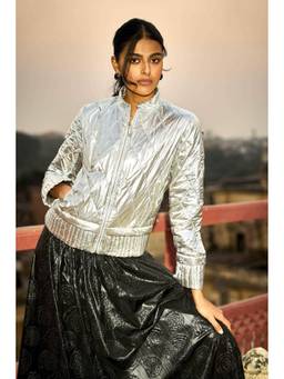 dash and dot - Silver Quilted Jacket