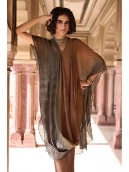 dash and dot - Charcoal Draped Ombre Tissue Kaftan Top