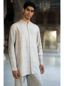 dash and dot - Off White Embroidered Stripe Shirt