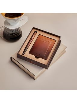 Sheaffer - Brown Brass Solid Pen and Card Holder with Warranty Card