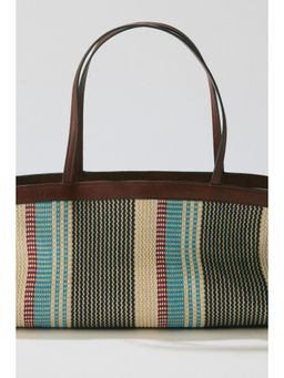H&M - Women Blue Jacquard-Weave Shopper