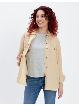 American Eagle - Women Beige Button-Up Shirt