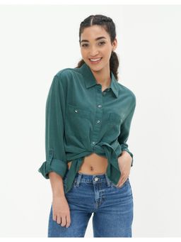 American Eagle - Women Blue Button-Up Shirt