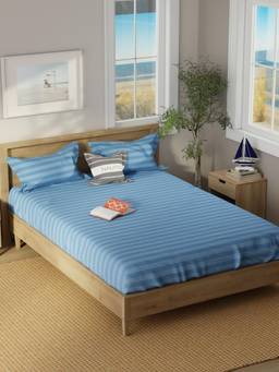 Nautica - Bedsheet And 2 Pillow Covers Ray marine Ornamental - Blue/Green (Double)