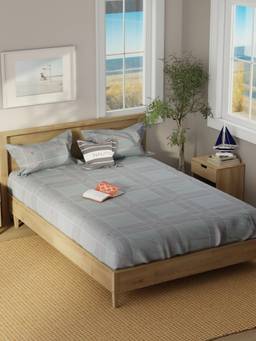 Nautica - Super Bedsheet And 2 Pillow Covers Raymarine Checks - Cool Grey (Double)