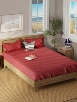 Nautica - Super Soft 100% Cotton Bedsheet And 2 Pillow Covers Raymarine Checks - Navy/Red (Double)