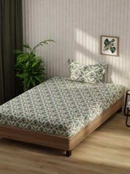 KOPA - Smooth Micro Bedsheet With Pillow Cover Rivera Floral - Grey/Blue (Single)