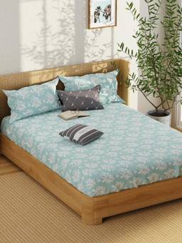 Nautica - Satin Cotton Bedsheet With 2 Pillow Covers Upperdeck Florence - Blue (Double)