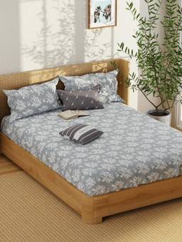 Nautica - Satin Cotton Bedsheet With 2 Pillow Covers Upperdeck Florence - Grey (Double)