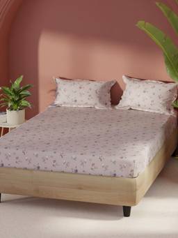 BIANCA - Cotton Fabric Bedsheet With 2 Pillow Covers Home Of Ora Floral - Babypink (Double)