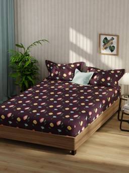 KOPA - Bamboo Micro Fabric Bedsheet With 2 Pillow Covers Santiago Floral - Purple (Double)