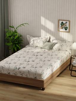 KOPA - Bamboo Micro Fabric Bedsheet With 2 Pillow Covers Santiago Floral - Cream (Double)