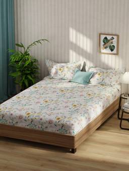 KOPA - Bamboo Micro Fabric Bedsheet With 2 Pillow Covers Santiago Floral - Multi-Color (Double)